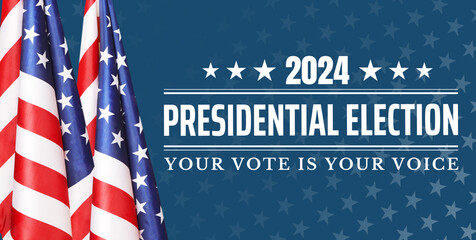 United States presidential election in 2024. USA flag. 3d illustration. - obrazy, fototapety, plakaty