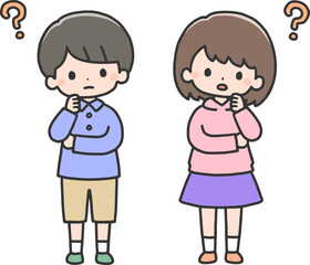 首を傾げる子どもたち