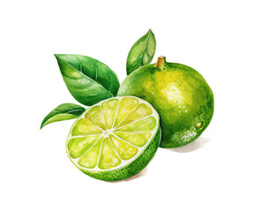 Watercolor lime. Vector illustration design.