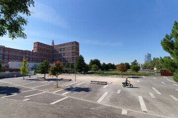 Cormailles park and Thorez council estate  in Paris suburb. Ivry-sur-Seine city