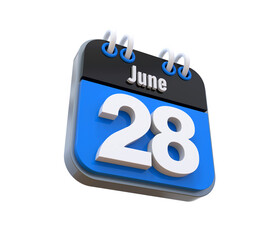 28 June Calendar 3d icon 