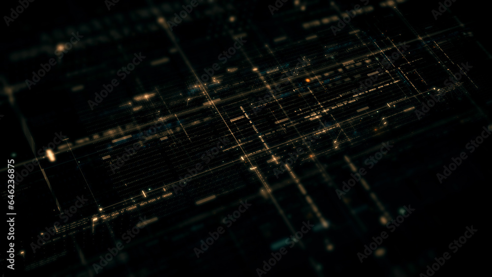Poster Advanced data matrix simulation UI with cutting-edge digital environment with a dynamic and immersive display of interconnected data matrix information networks systems background