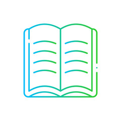 Reading healthy lifestyle icon with blue and green gradient outline. book, education, happy, read, lifestyle, reading, study. Vector illustration