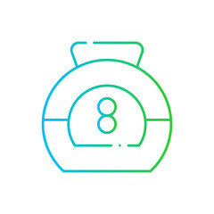 Kettlebell healthy lifestyle icon with blue and green gradient outline. fitness, strong, training, kettlebell, sport, exercise, workout. Vector illustration