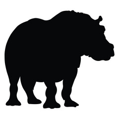 Hippo Silhouette on White