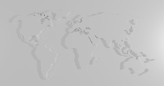 flat white world map model 3D rendered 