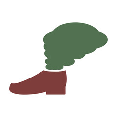 Stinky smelly boot. Vector silhouette on empty white background.
