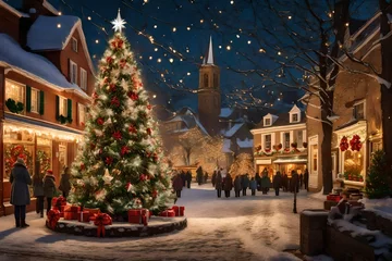 Fotobehang Smal steegje santa claus in the city of christmas.4k HD Ultra High quality photo. 