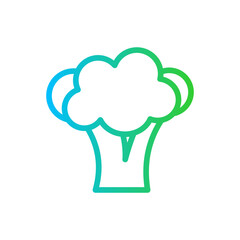 Broccoli healthy lifestyle icon with blue and green gradient outline style. food, broccoli, fresh, vegetable, vegetarian, organic, nutrition. Vector Illustration