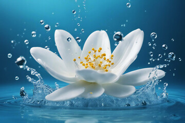 a jasmine flower floating in the water
