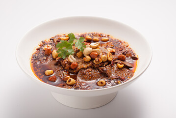 Delicious sliced beef and ox tongue in chili sauce
