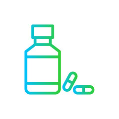 Supplements healthy lifestyle icon with blue and green gradient outline style. healthy, nutrition, health, food, line, diet, vitamin. Vector Illustration