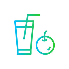 Juice healthy lifestyle icon with blue and green gradient outline style. juice, drink, cocktail, food, water, glass, beverage. Vector Illustration