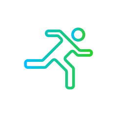 Running healthy lifestyle icon with blue and green gradient outline style. symbol, sport, healthy, fitness, sign, run, speed. Vector Illustration
