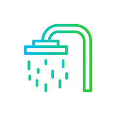 Obraz premium Shower healthy lifestyle icon with blue and green gradient outline style. shower, water, bathroom, sign, symbol, bath, clean. Vector Illustration