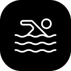 Swimming healthy lifestyle icon with black filled line outline style. water, pool, swim, sport, summer, sign, sea. Vector Illustration