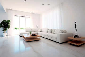 large empty white wall in a modern minimalistic living