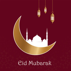 eid mubarak islamic festival social media banner template red