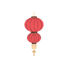 Obraz premium Vector illustration of Japanese or Chinese paper lanterns the shape of two circles for happy mid-autumn festival or chinese new year, isolated on white background