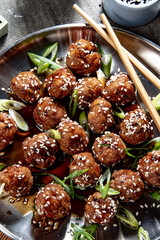 Vietnamese meatball with sweet soya sauce and sesam seeds - 646242425