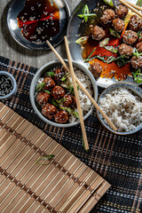 Vietnamese meatball with sweet soya sauce and sesam seeds - 646242458
