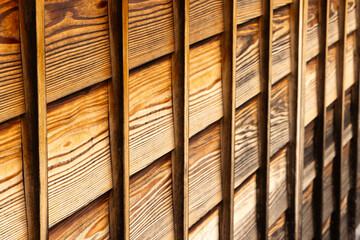Background of wooden wall of traditional Japanese house with gradient wooden pattern