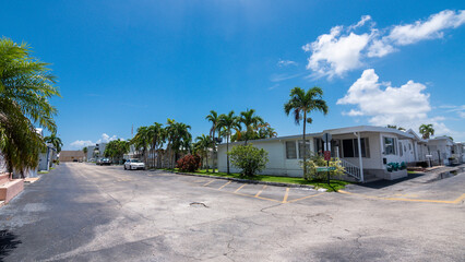 Hallandale Beach, Florida, USA - Street view of a typical Manufactured home community in South...