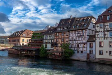 Fototapeta na wymiar Traditional half-timbered houses in old town of Strasbourg