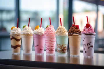  Different milkshakes background © kramynina