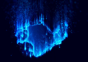 抽象的な青い水しぶきと黒背景