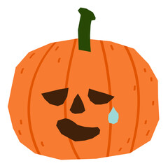 Sad pumpkin flat illustration