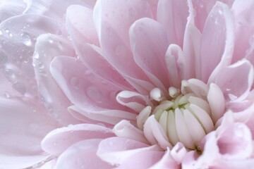 Beautiful pink chrysanthemum flower with water drops as background, macro view