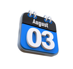 03 August Calendar 3d icon 