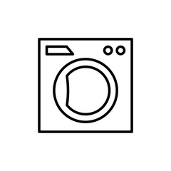 Laundry hotel icon with black outline style. laundry, wash, machine, sign, clean, clothes, dry. Vector illustration