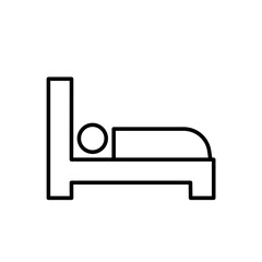 Sleep hotel icon with black outline style. sleep, symbol, sign, dream, relaxation, night, bed. Vector illustration