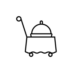 Room service hotel icon with black outline style. room, service, hotel, symbol, restaurant, food, breakfast. Vector illustration