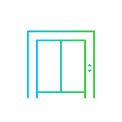 Lift hotel icon with blue and green gradient outline style. sign, lift, symbol, line, outline, set, elevator,. Vector illustration