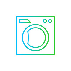 Laundry hotel icon with blue and green gradient outline style. laundry, wash, machine, sign, clean, clothes, dry. Vector illustration