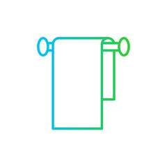 Towel hotel icon with blue and green gradient outline style. towel, toilet, hygiene, outline, clean, bathroom, bath. Vector illustration