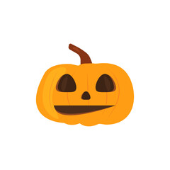 Halloween pumpkin, a symbol of the autumn Halloween holiday with a scary carved smile. Jack O'Lantern vector over white background, eps 10.