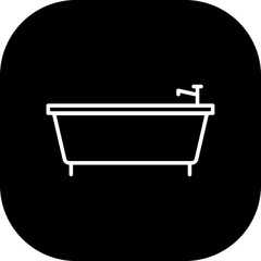 Bath hotel icon with black filled outline style. bath, line, water, outline, sign, hygiene, shower. Vector illustration