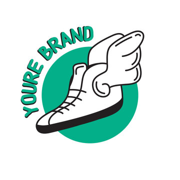 winged shoe logo in retro style