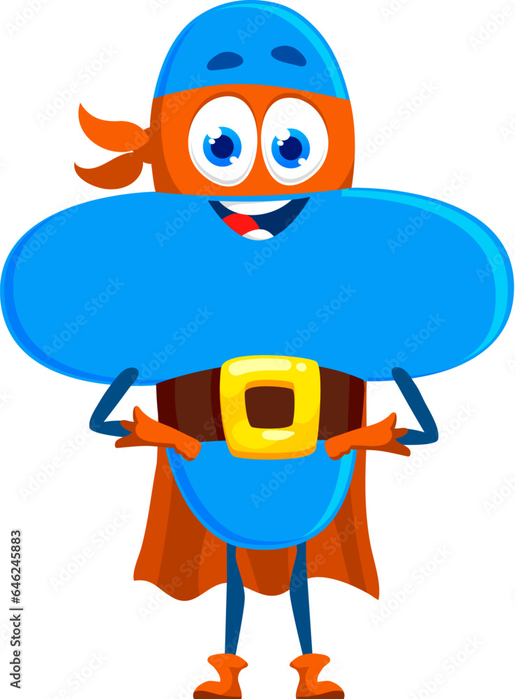 Poster cartoon math plus number superhero character. isolated vector mathematics and arithmetic sign for ad
