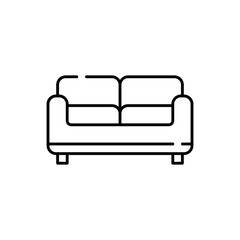 Sofa hotel icon with black outline. couch, interior, sofa, furniture, modern, design, room. Vector illustration