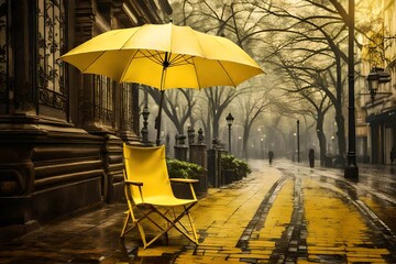 chair under the umbrella