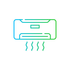Air conditioner hotel icon with blue and green gradient outline. conditioner, air, cool, technology, cooler, climate, cold. Vector illustration