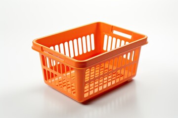 Orange shopping basket on white background
