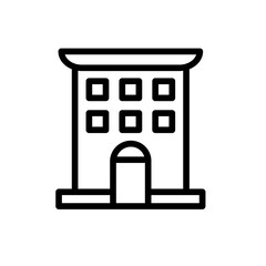 Hotel hotel icon with black outline style. hotel, travel, symbol, set, service, vacation, sign. Vector Illustration