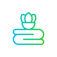 Towel hotel icon with blue and green gradient outline style. towel, line, sign, hygiene, outline, symbol, clean. Vector Illustration