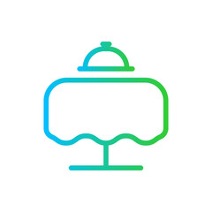 Dinner table hotel icon with blue and green gradient outline style. dinner, table, restaurant, lunch, food, cafe, line. Vector Illustration